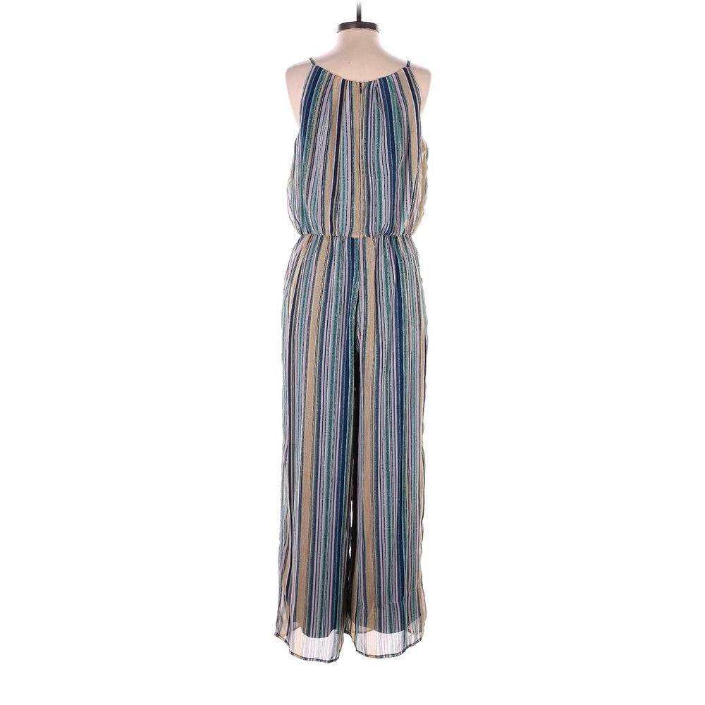 TACERA- Yellow and blue stripe Jumpsuit Size Large (Petite) - Picture 3 of 13